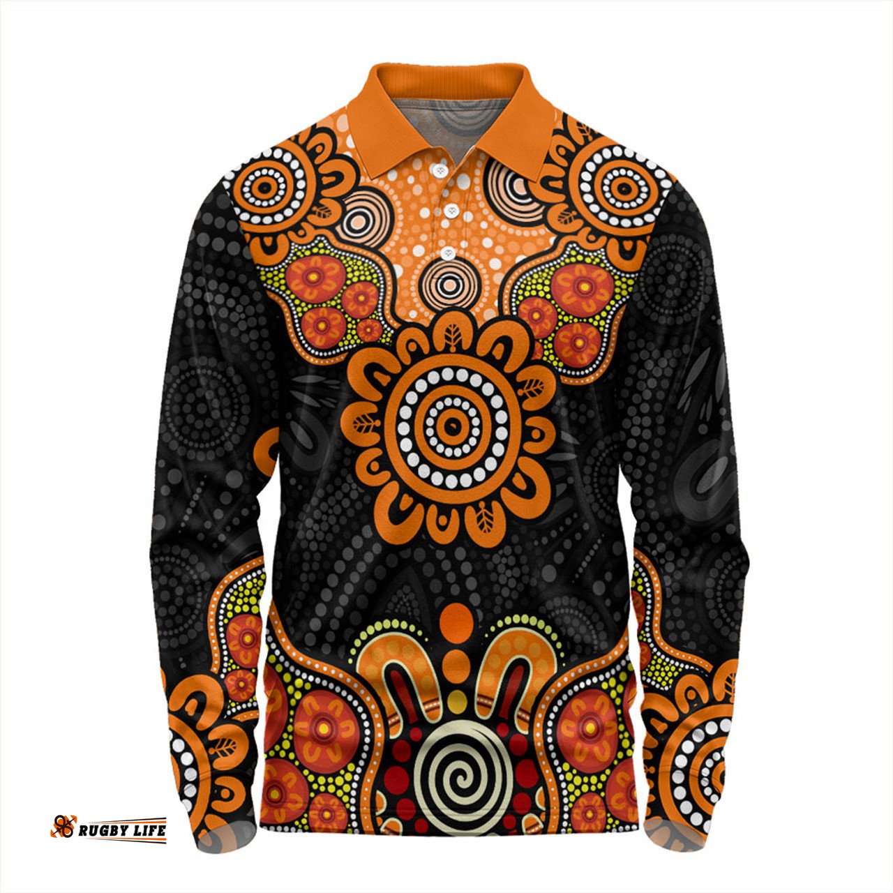 Amazing Aussie Australia Aboriginal Indigenous Dot Style Design Cuture Long Sleeve Polo Shirt