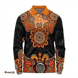 Amazing Aussie Australia Aboriginal Indigenous Dot Style Design Cuture Long Sleeve Polo Shirt