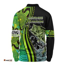Amazing Aussie Australia Fishing Aboriginal Fishing Custom Rise And Shine A Bass Fish Jumps Out Of Water And Aboriginal Patterns Inspired Long Sleeve Polo Shirt