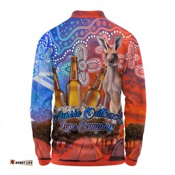 Amazing Aussie Australia Kangaroo Aboriginal Camping Custom Aussie Outback Camping with Beer Long Sleeve Polo Shirt