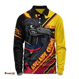 Amazing Aussie Adelaide Crows Battlefield Glory Gear Long Sleeve Polo Shirt