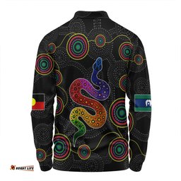 Amazing Aussie Australia Aboriginal Custom Indigenous Dreaming Rainbow Serpent Inspired Long Sleeve Polo Shirt