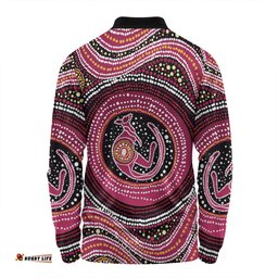 Amazing Aussie Australia Aboriginal Aboriginal Background Featuring Kangaroo Dot Design Long Sleeve Polo Shirt