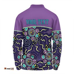Amazing Aussie Australia Aboriginal Custom Purple Painting With Aboriginal Inspired Dot Long Sleeve Polo Shirt