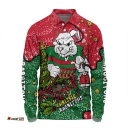 South Sydney Rabbitohs Custom Long Sleeve Polo Shirt - Let's Get Lit Chrisse Pressie Long Sleeve Polo Shirt