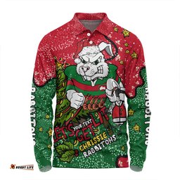 South Sydney Rabbitohs Custom Long Sleeve Polo Shirt - Let's Get Lit Chrisse Pressie Long Sleeve Polo Shirt