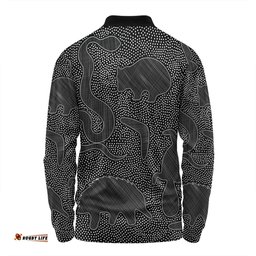 Amazing Aussie Australia Dot Painting Inspired Aboriginal Aboriginal Dot Grey Art With Animals Long Sleeve Polo Shirt