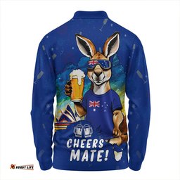 Amazing Aussie Australia Happy Australia Day Funny Kangaroo With Beer Long Sleeve Polo Shirt
