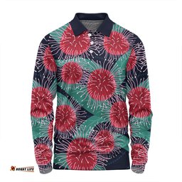Amazing Aussie Australia Aboriginal Australian Hakea Flower Artwork Long Sleeve Polo Shirt