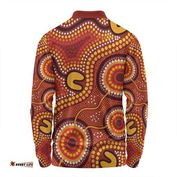 Amazing Aussie Australia Aboriginal Connection Concept Dot Aboriginal Colorful Painting Long Sleeve Polo Shirt