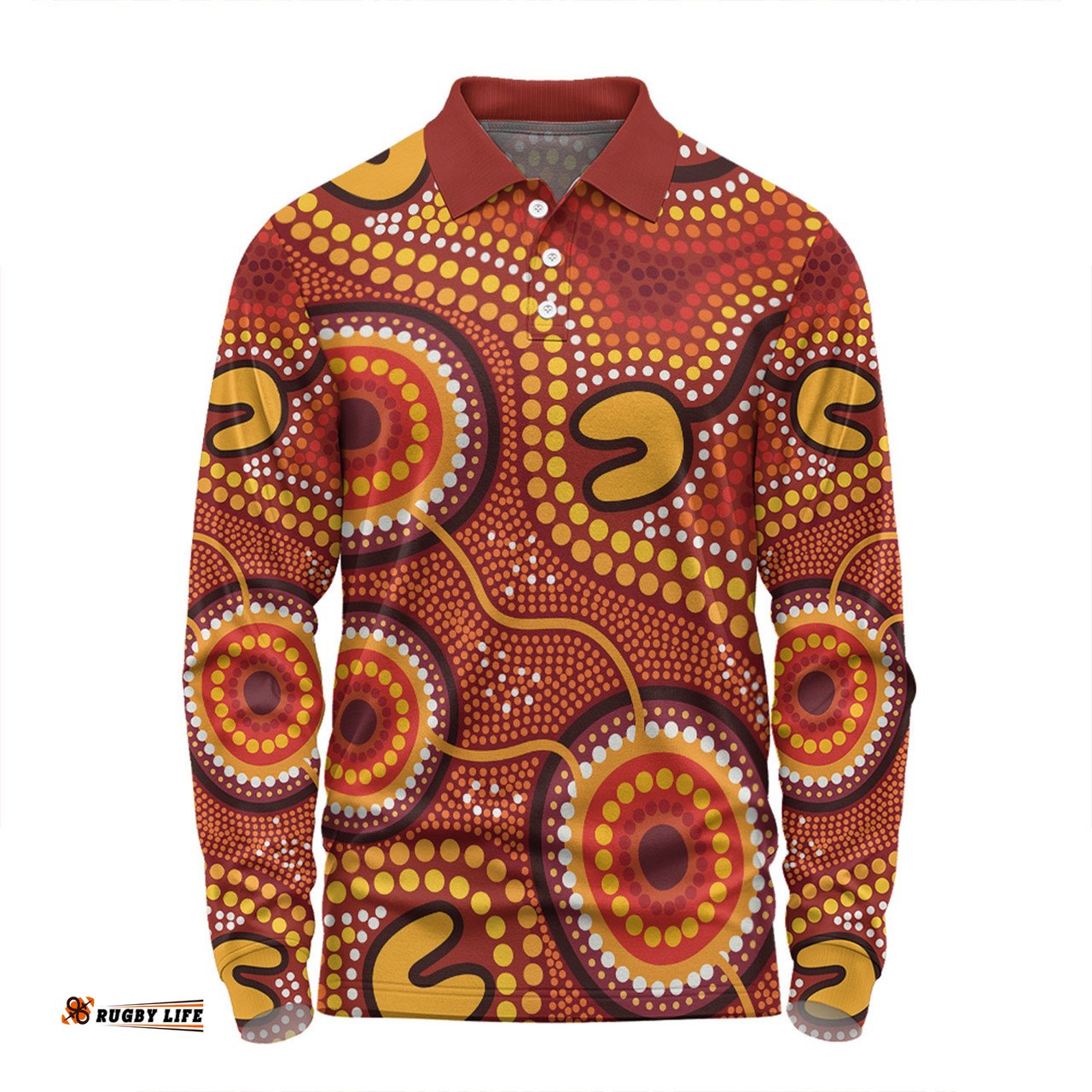 Amazing Aussie Australia Aboriginal Connection Concept Dot Aboriginal Colorful Painting Long Sleeve Polo Shirt