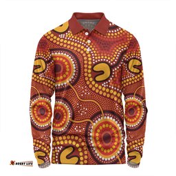 Amazing Aussie Australia Aboriginal Connection Concept Dot Aboriginal Colorful Painting Long Sleeve Polo Shirt