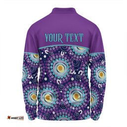 Amazing Aussie Australia Aboriginal Custom Purple Abstract Seamless Pattern With Aboriginal Inspired Long Sleeve Polo Shirt