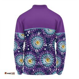 Amazing Aussie Australia Aboriginal Custom Purple Abstract Seamless Pattern With Aboriginal Inspired Long Sleeve Polo Shirt