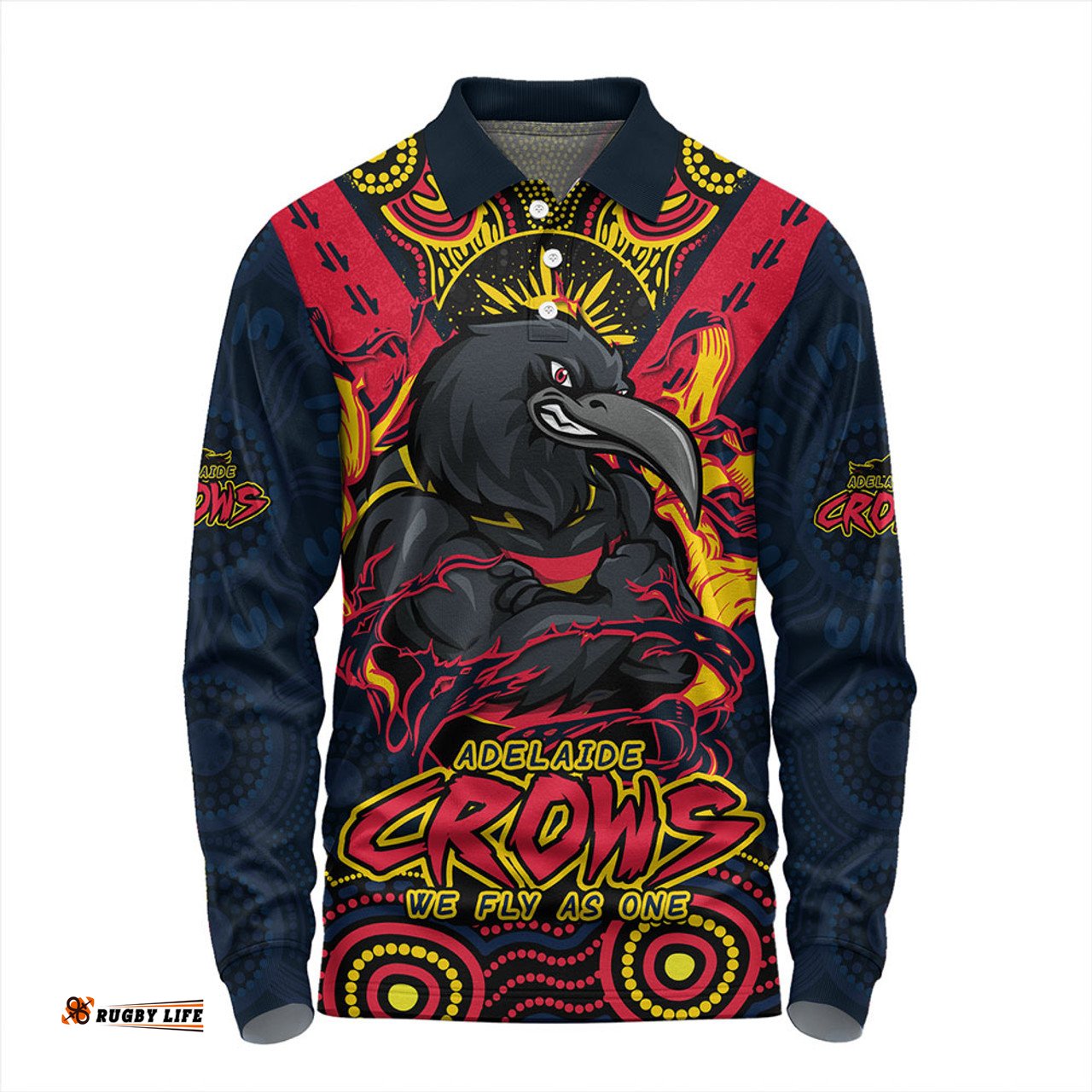 Amazing Aussie Adelaide Crows Ripped Legacy of the Game Long Sleeve Polo Shirt