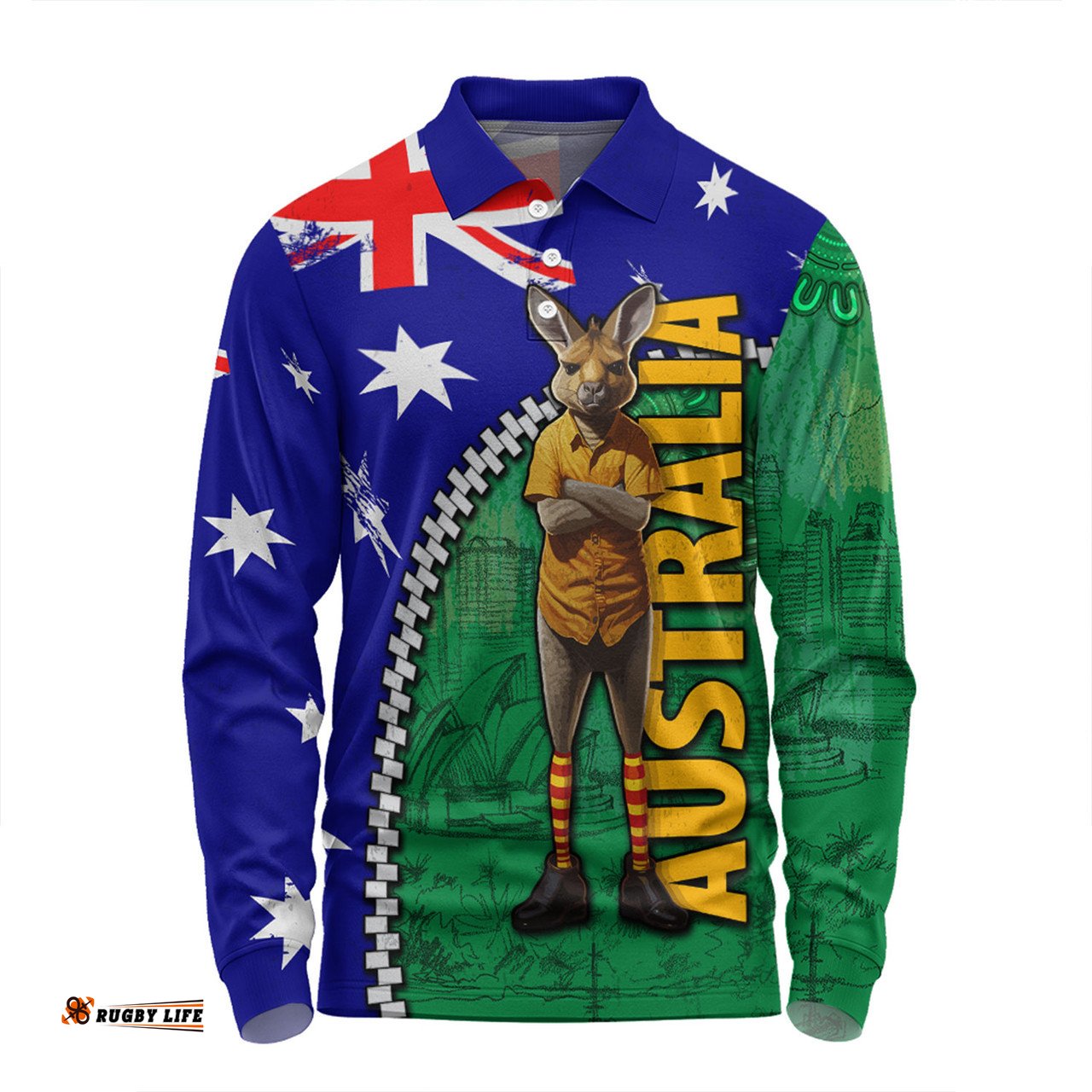 Amazing Aussie Australia Custom Kangaroo Happy Australia Day Long Sleeve Polo Shirt