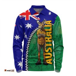 Amazing Aussie Australia Custom Kangaroo Happy Australia Day Long Sleeve Polo Shirt