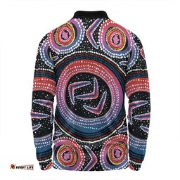 Amazing Aussie Australia Aboriginal Aboriginal Boomerang Dot Art Long Sleeve Polo Shirt