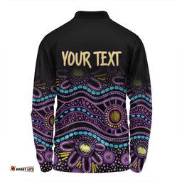 Amazing Aussie Australia Aboriginal Custom Purple Dot In Aboriginal Style Long Sleeve Polo Shirt