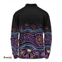 Amazing Aussie Australia Aboriginal Custom Purple Dot In Aboriginal Style Long Sleeve Polo Shirt