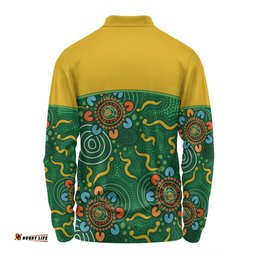 Amazing Aussie Australia Aboriginal Custom Green Painting With Aboriginal Inspired Dot Long Sleeve Polo Shirt