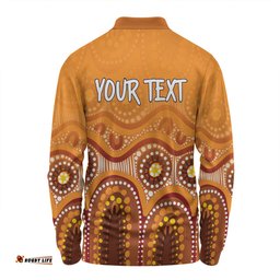 Amazing Aussie Australia Aboriginal Custom Brown Aboriginal Dot Long Sleeve Polo Shirt