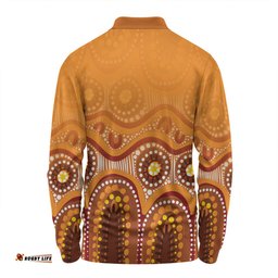 Amazing Aussie Australia Aboriginal Custom Brown Aboriginal Dot Long Sleeve Polo Shirt