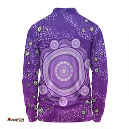Amazing Aussie Australia Aboriginal Custom Purple Dot Painting Art Washo Long Sleeve Polo Shirt