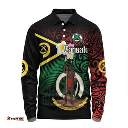 Amazing Aussie Australia South Sea Islanders Vanuatu Special Original Flag In Polynesian Style Long Sleeve Polo Shirt