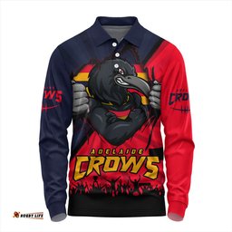 Amazing Aussie Adelaide Crows Breaking Through Fan Design Long Sleeve Polo Shirt
