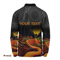 Amazing Aussie Australia Aboriginal Custom Rainbow Serpent Dreamtime Land Art Inspired Long Sleeve Polo Shirt