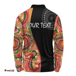 Amazing Aussie Australia Aboriginal Custom Aboriginal Art Style Abstract Long Sleeve Polo Shirt