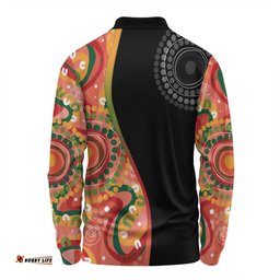 Amazing Aussie Australia Aboriginal Custom Aboriginal Art Style Abstract Long Sleeve Polo Shirt