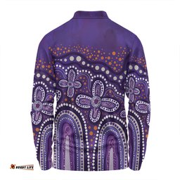 Amazing Aussie Australia Aboriginal Dot painting illustration in Aboriginal style Purple Long Sleeve Polo Shirt