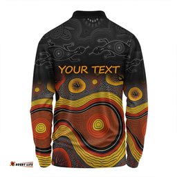 Amazing Aussie Australia Aboriginal Custom Dreaming Trees And Goanna In Dot Pattern Long Sleeve Polo Shirt