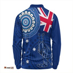 Amazing Aussie Australia Flag With Kangaroo Aboriginal Long Sleeve Polo Shirt