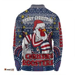 Sydney Roosters Christmas Custom Long Sleeve Polo Shirt - Christmas Knit Patterns Vintage Jersey Ugly Long Sleeve Polo Shirt