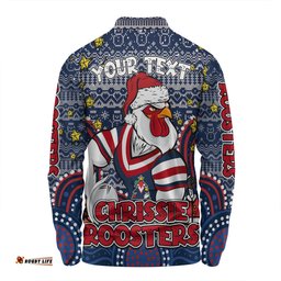 Sydney Roosters Christmas Custom Long Sleeve Polo Shirt - Christmas Knit Patterns Vintage Jersey Ugly Long Sleeve Polo Shirt
