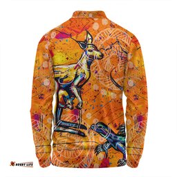 Amazing Aussie Australia Kangaroo Aboriginal Australia Kangaroo And Goanna Long Sleeve Polo Shirt
