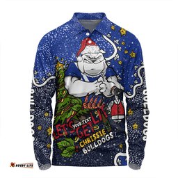 Canterbury-Bankstown Bulldogs Christmas Custom Long Sleeve Polo Shirt - Let's Get Lit Chrisse Pressie Long Sleeve Polo Shirt