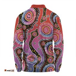 Amazing Aussie Australia Aboriginal Aboriginal Background Featuring Dot Design Long Sleeve Polo Shirt