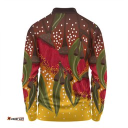Amazing Aussie Australia Aboriginal Red Eucalyptus Aboriginal Dot Art Long Sleeve Polo Shirt