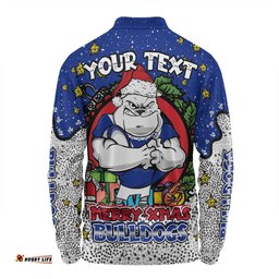 Canterbury-Bankstown Bulldogs Christmas Custom Long Sleeve Polo Shirt - Merry Christmas Our Beloved Team With Aboriginal Dot Art Pattern Long Sleeve Polo Shirt