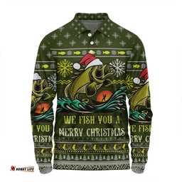 Amazing Aussie Australia Christmas Fishing Custom We Fish You A Merry Christmas Long Sleeve Polo Shirt