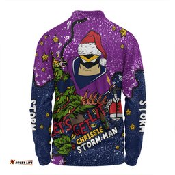 Melbourne Storm Christmas Custom Long Sleeve Polo Shirt - Let's Get Lit Chrisse Pressie Long Sleeve Polo Shirt