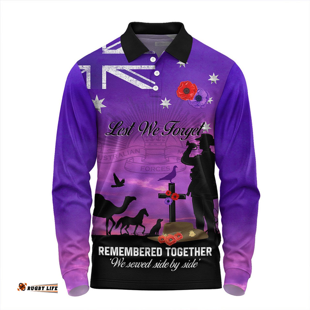 Amazing Aussie Australia Anzac Day Anzac Day We Served Side By Side Long Sleeve Polo Shirt