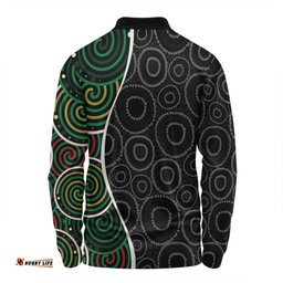 Amazing Aussie Australia Aboriginal Green Dot Art Circle Pattern From Aboriginal Art Long Sleeve Polo Shirt