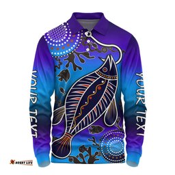 Amazing Aussie Australia Fishing Aboriginal Fishing Custom Hooked On Fishing With Aboriginal Patterns Long Sleeve Polo Shirt