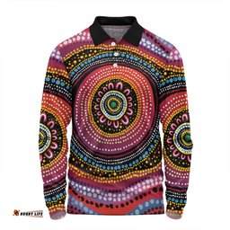 Amazing Aussie Australia Aboriginal Aboriginal Showcasing Dot Art Design Long Sleeve Polo Shirt