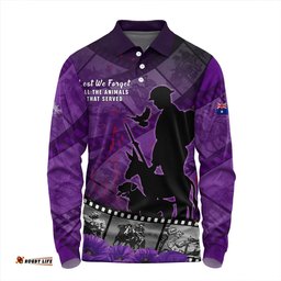Amazing Aussie Australia Anzac Day Lest We Forget Historical Footage Of Animals Long Sleeve Polo Shirt